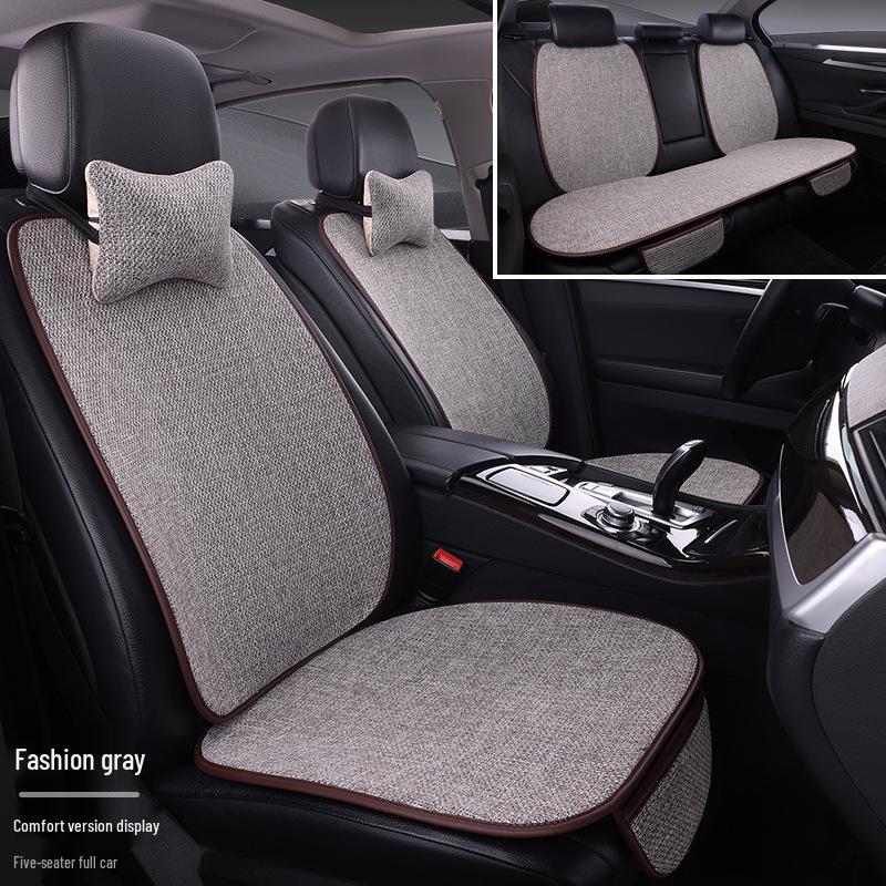 

Универсальный дышащий льняной комплект чехлов на сиденья автомобиля на четыре сезона - 7 штук, с полным охватом