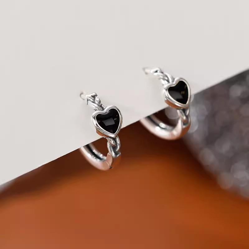 925 Silver Heart Hoop Earrings for Women - Simple and Trendy Design 2023