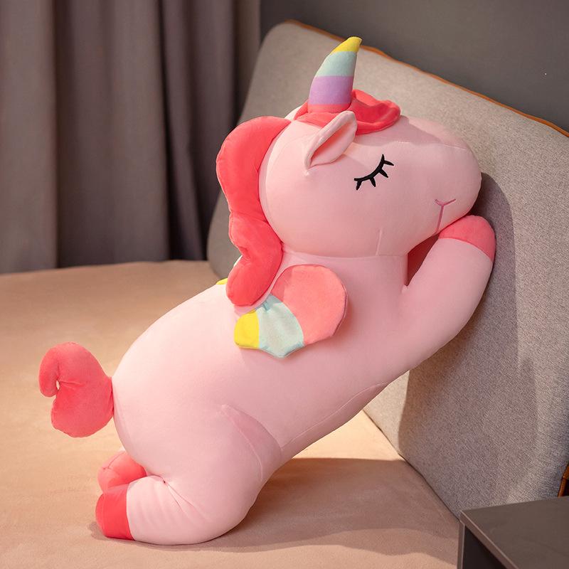 Rainbow Unicorn Plush Pillow - Large, Soft & Pink Sleep Companion for Kids