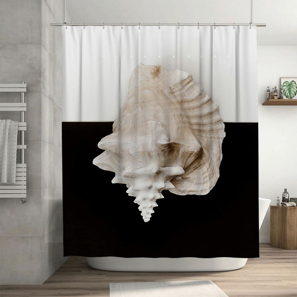Home Decor Bathroom Curtain with Seashell Print Modern Shower Curtains for Bathtub or Stand-Up Tub