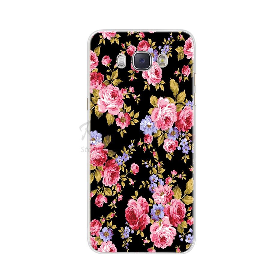 For Funda Samsung Galaxy J5 2016 Case J510 J510F Cover Flowers Painted Back Protective Phone Case For Coque Samsung J5 2016 Case