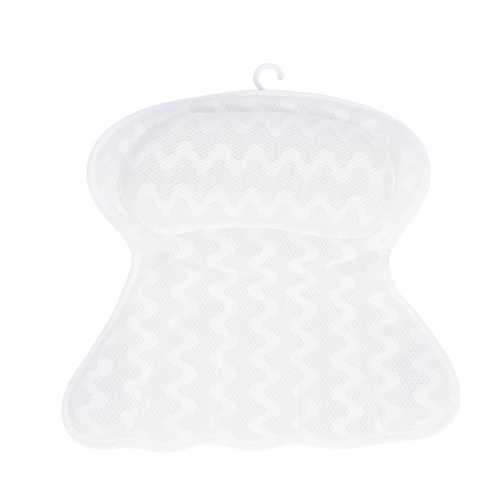 Bath Pillow with 6 Suction Cups Ergonomic Non Slip Bathtub Head Rest Cushion for Neck and Back Suppo