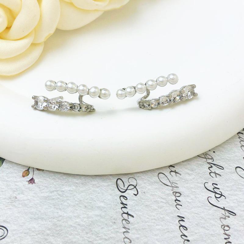 Elegant Double-Layer Zircon Pearl Stud Earrings for Everyday Wear