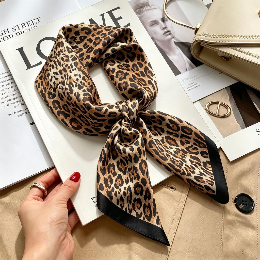 Spring and Autumn thin flight attendant occupation small scarf headscarf small square scarf female foreign style literary Korean versatile cartoon sil