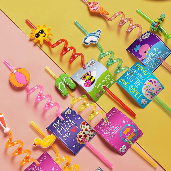 8Pcs Drinking Straws Spiral Tube Rainbow Color Food Grade Reusable Plastic Straws Drinking