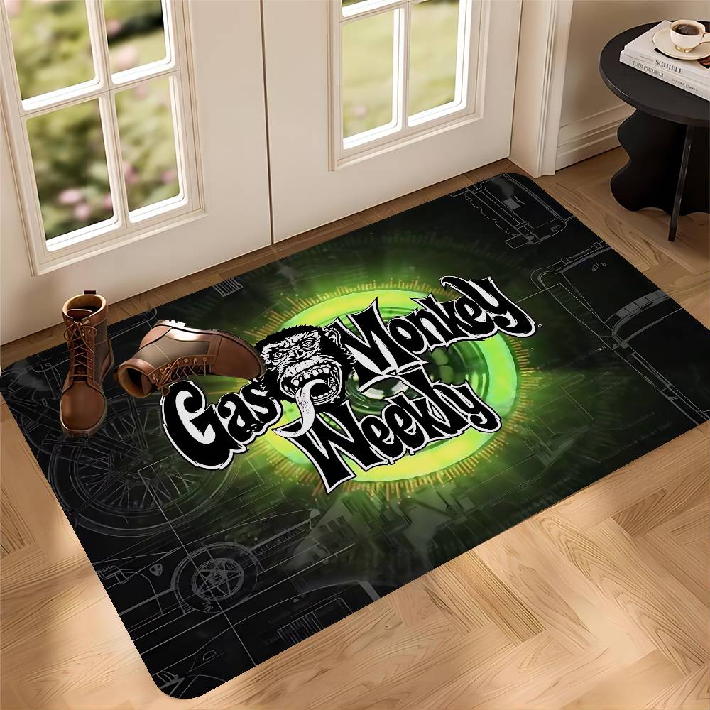 Gas Monkey Garage Logo Fußmatte Rechteckig Anti-Rutsch Zuhause Weich Badezimmer-Matte Eingangstür Innen Außen Matte Willkommens-Fußmatte