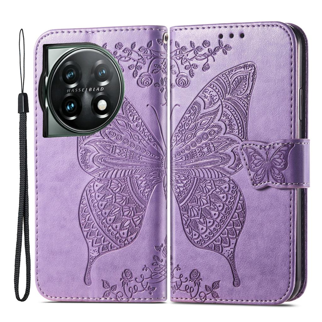 For OnePlus 12 5G Case PU Leather Butterfly Pattern Magnetic Flip Phone Cover