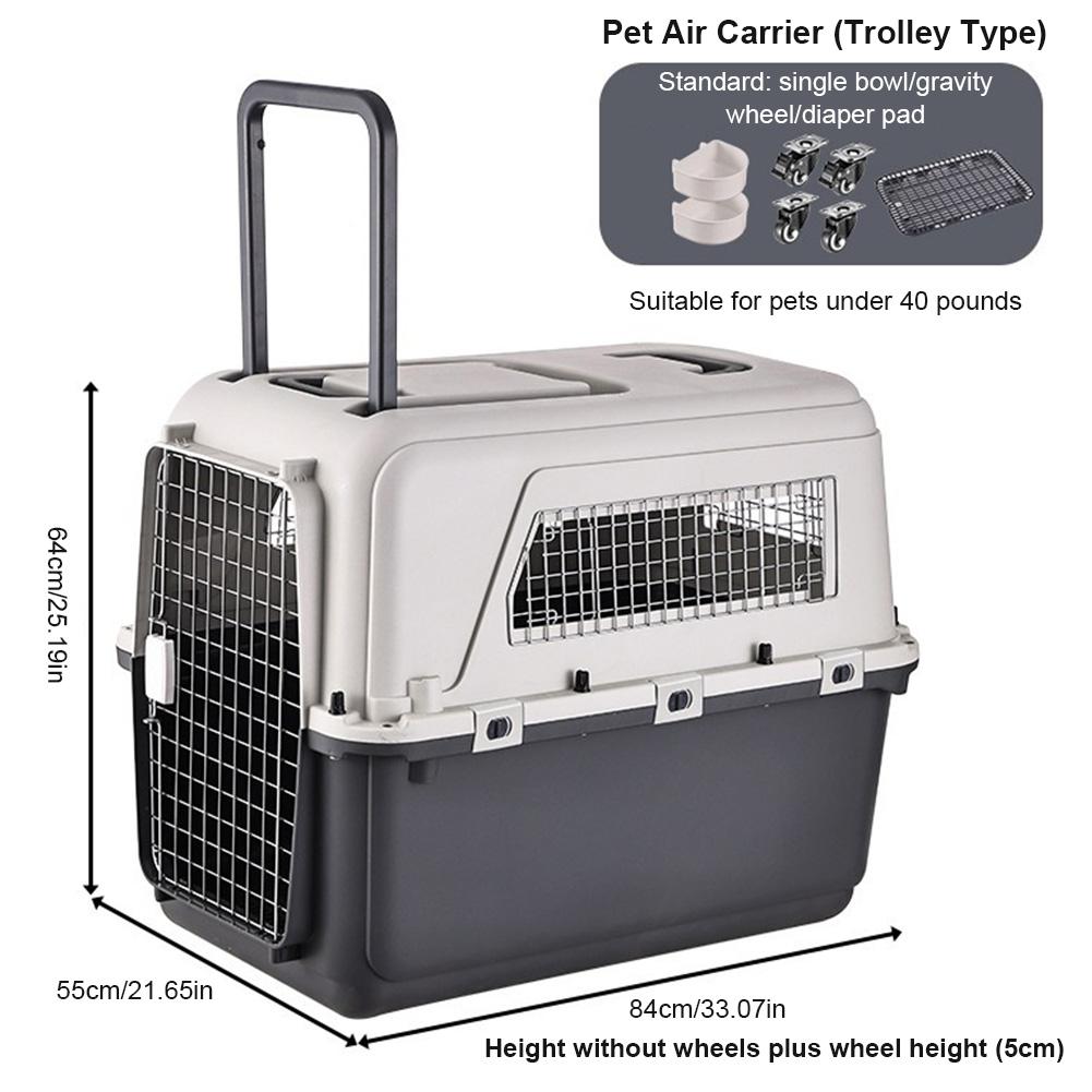 33 Inches Dog Carrier Crates Airline-Friendly Home Travel Durable Plastic Pet Carrier Portable Dog Cage for Large Pets Air Box