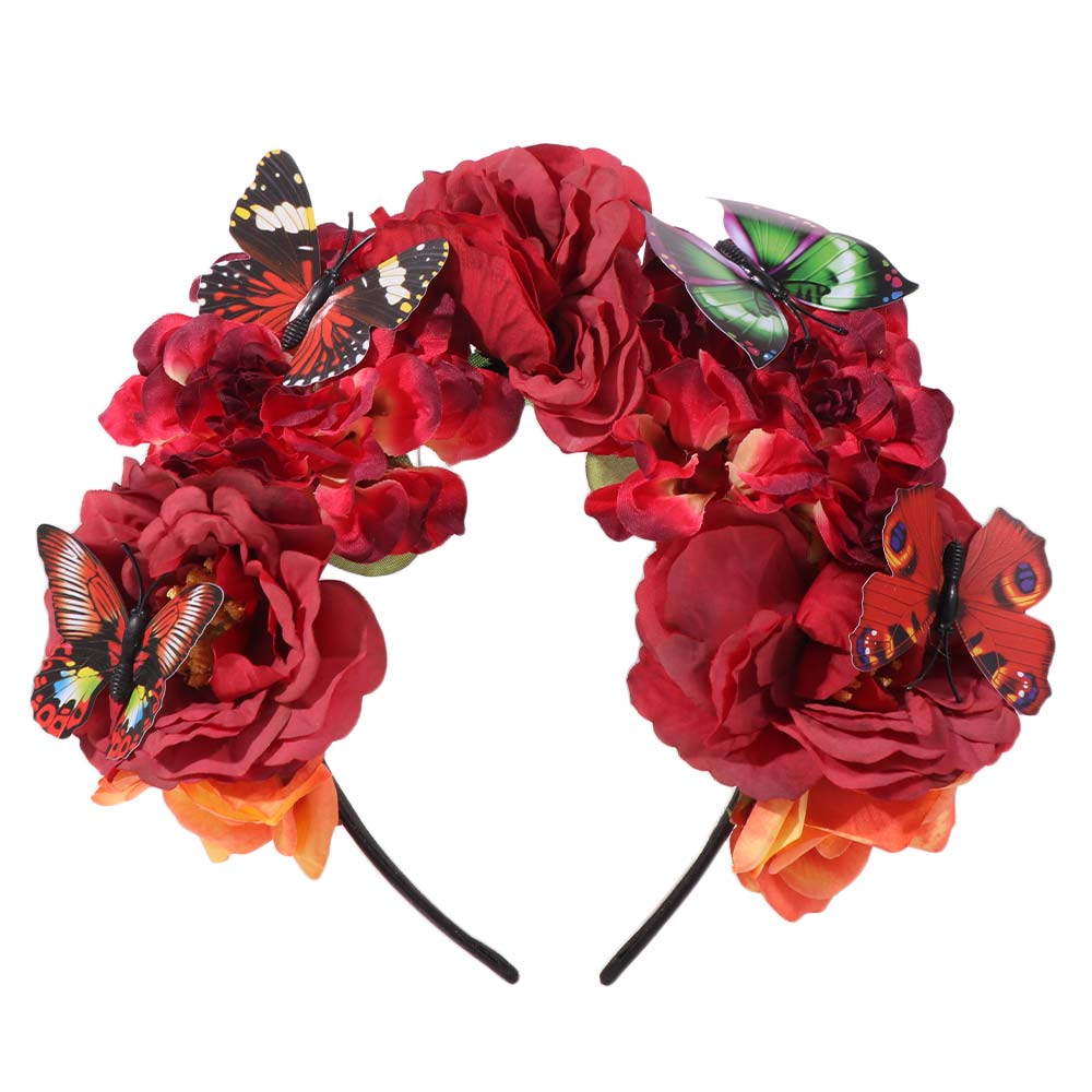 Trendy Bohemian Floral Crown Hair Hoop Faux Floral Cosplay Fairy Headband  Women Girls