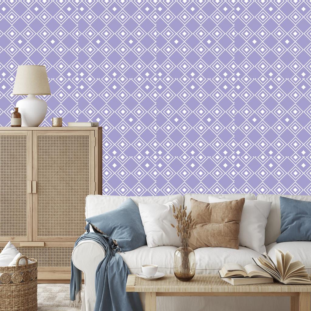 Wallpaper Geometric Pattern Blue and White for Living Room and Bedroom 50x1000