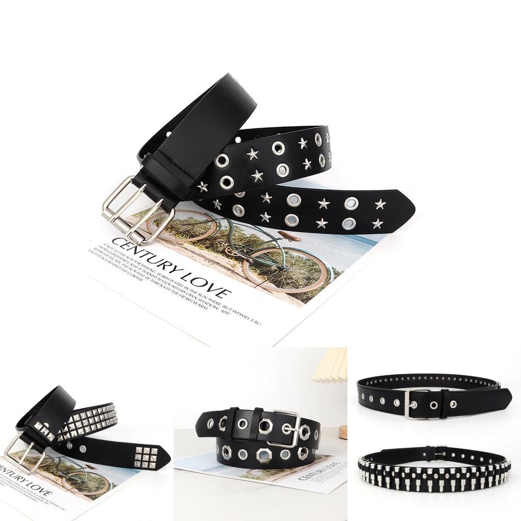 Punkinspired Wide Leather Belt With Alloy Buckle For Casual And Business Outfits