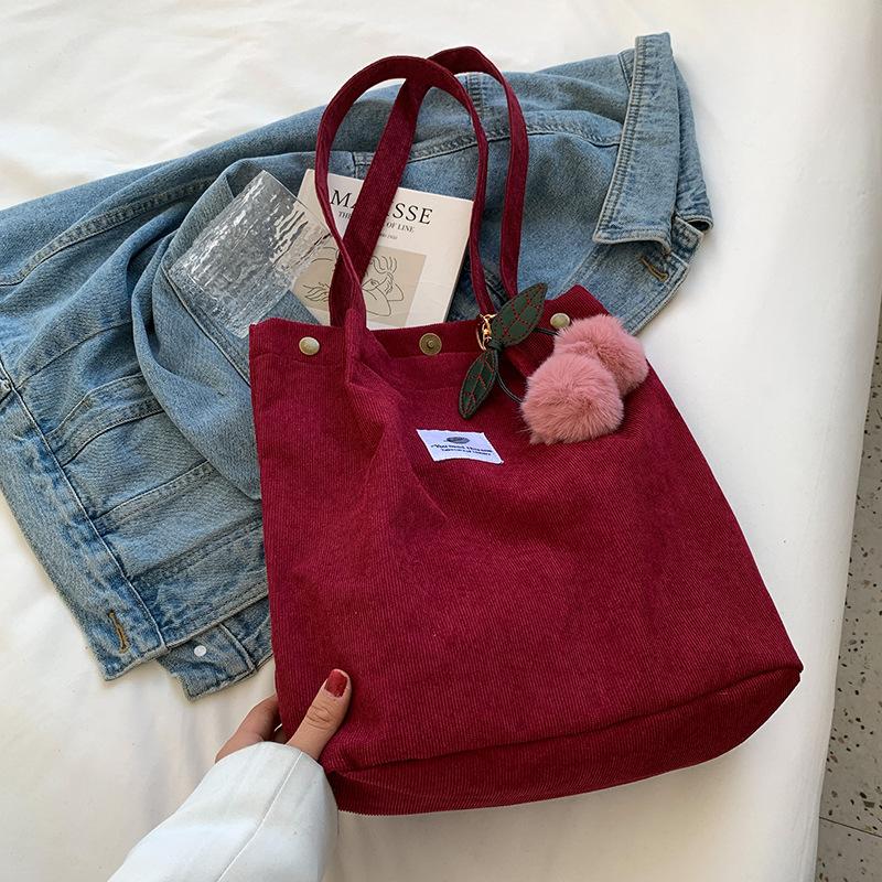 Herbst- und Winter Cordtasche Neue koreanische Version Ins Japanischer Harajuku Ein-Schulter Tragetasche Studentin Einkaufstasche