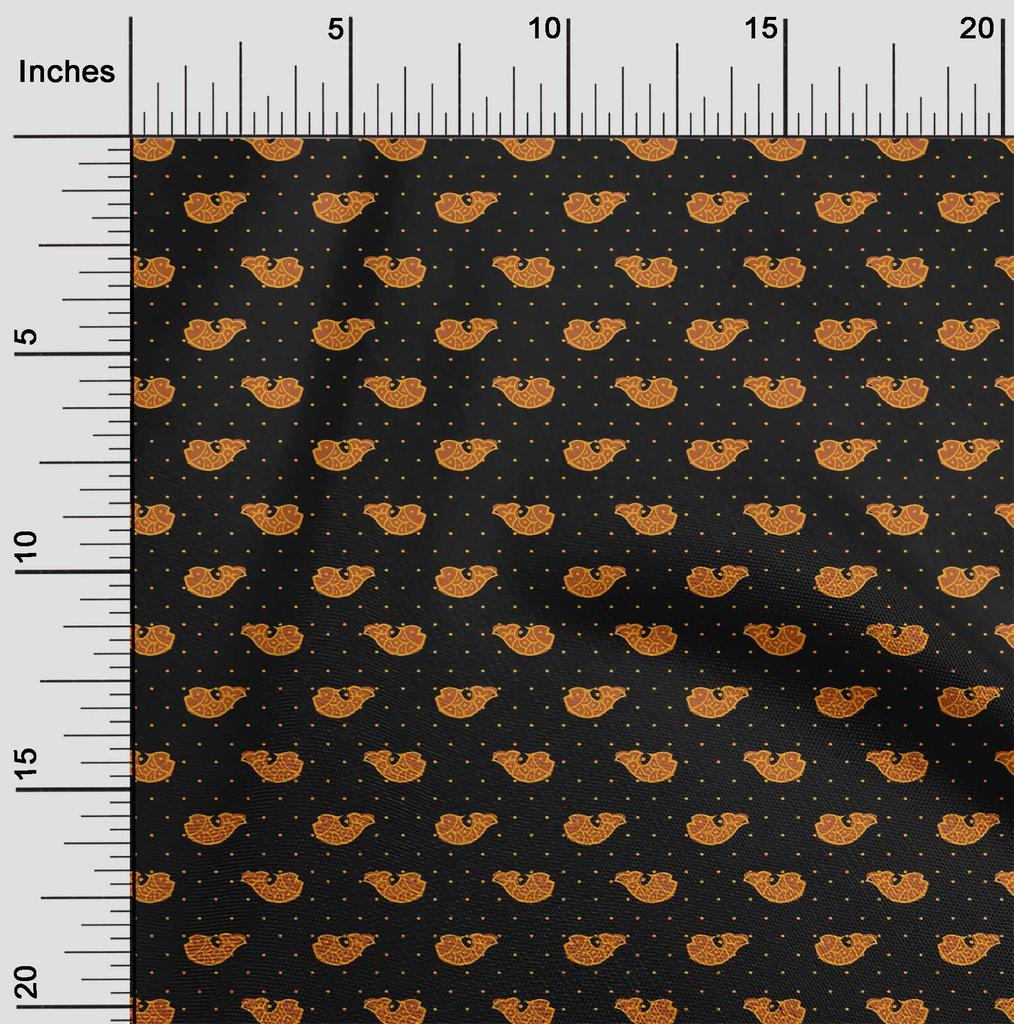 oneOone Cotton Flex Fabric Fish Block Printed Craft Fabric BTY 40 Inch Wide
