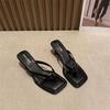 Women's Medium High Heel Slippers Summer People Slippers High Heels Fine Heel Clip Toe Shoes