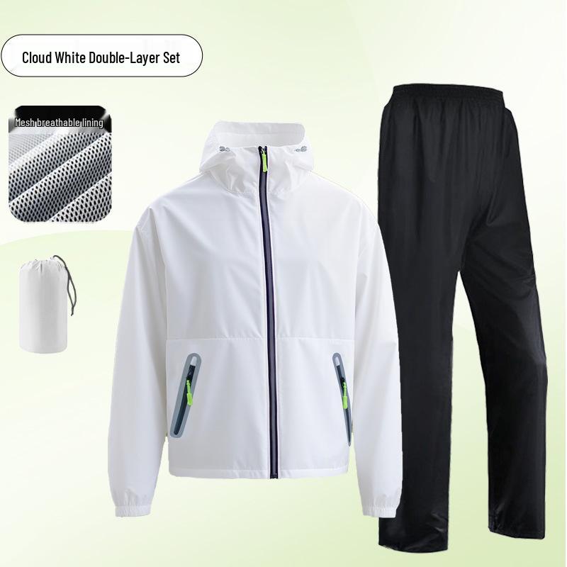 Men's Ultra-thin Raincoat and Pants Set: Anti-heavy Rain, Lightweight, Portable, Breathable for Outdoor Riders