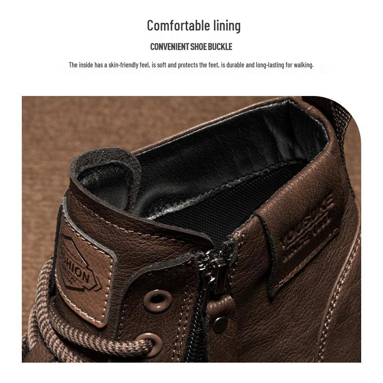 Men's Retro High-Top Work Boots: 2025 Autumn/Winter Thick-Soled Casual Martin Boots