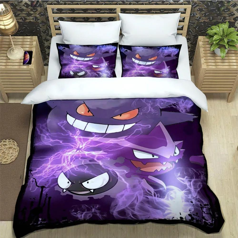 Cartoon Gengar Print Bedding Set Duvet Cover Comforter Bed Youth Kids Girl Boys Luxury Birthday Gift