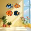 4 Stück Holzfisch Nautische Wanddekoration Rustikal Fischschwarm Wandkunst Küstenthema Ozean Wandskulptur für Seehaus Zuhause Badezimmer Schlafzimmer