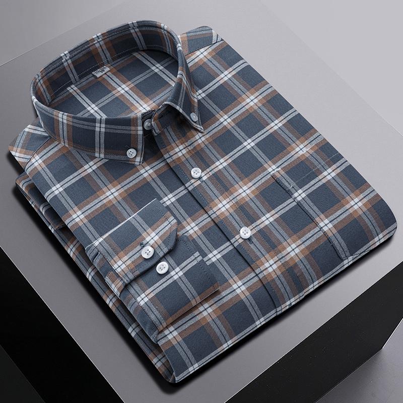 Nouveau dans Chemise Surdimensionnée Manches Longues 100% Coton Chemises pour Hommes Coupe Ajustée Formel Uni Chemise à Carreaux Décontracté Hauts Designer Vêtements Noirs