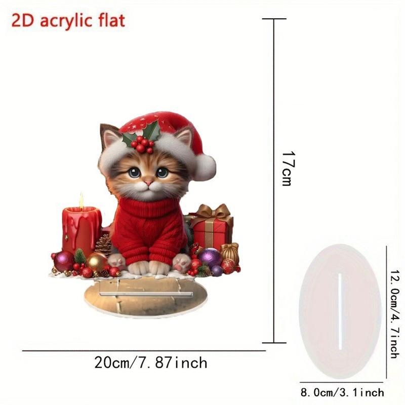 Christmas Xmas Tree Desktop Ornament Santa Claus Reindeer Sled Tabletop Decoration With Base 2D Acrylic Navidad Party Supplies