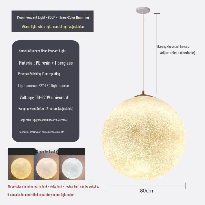 Creative Moon Pendant Lamp for Windows, Restaurants, Bars, and Shops