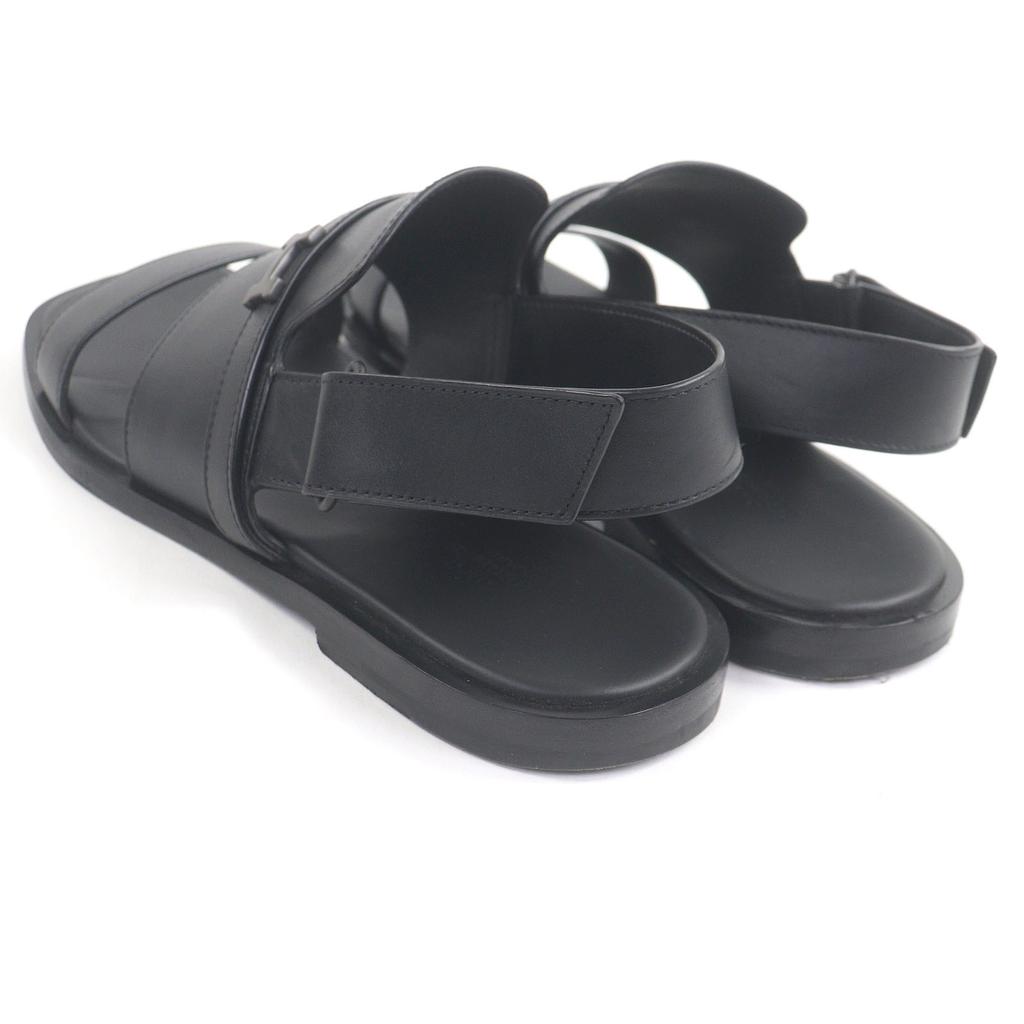 Very Good HERMES Sandals Giacomo H Logo Metal Strap Black Leather Mens 43 Used