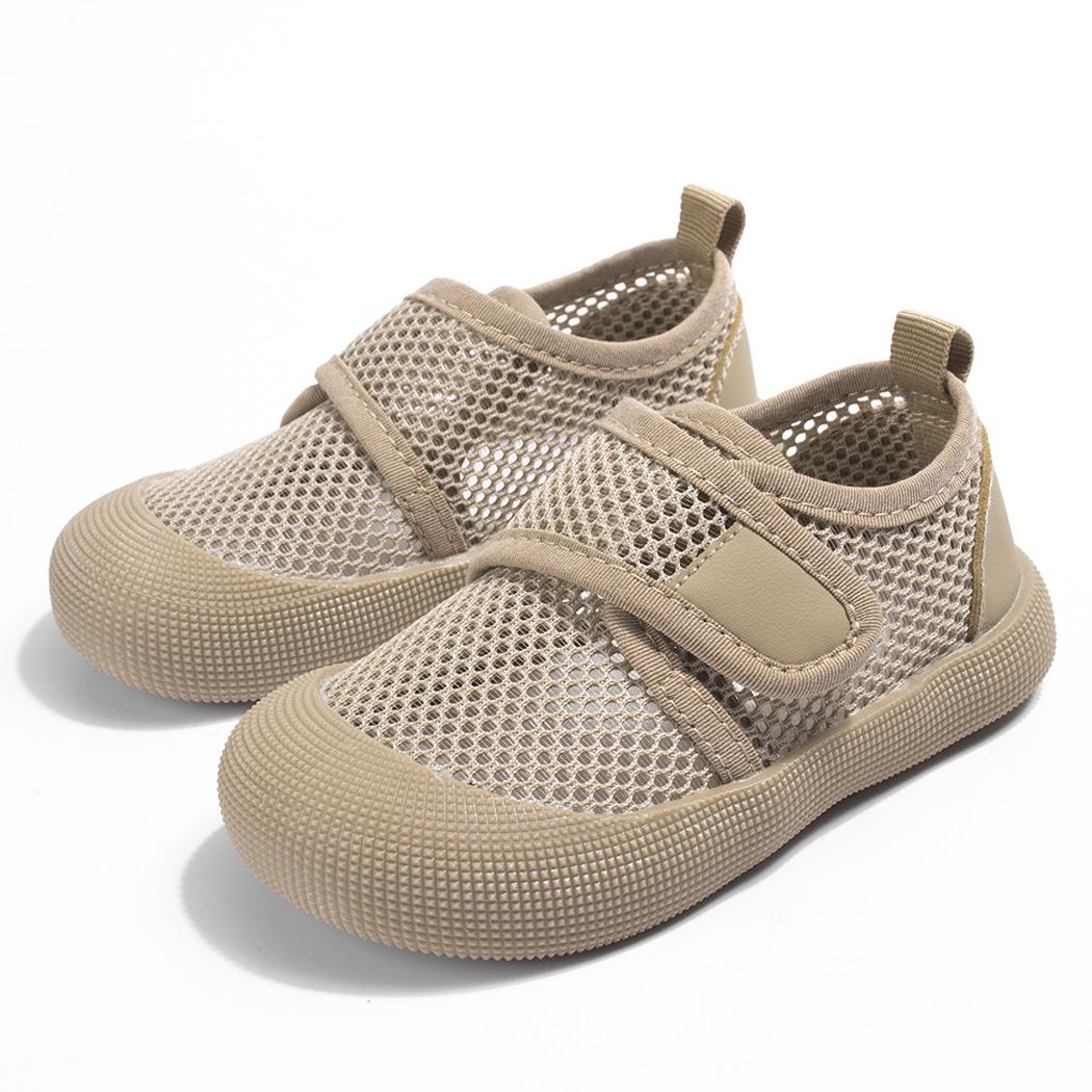 

New Summer Children s Shoes with Velcro, Hollow Breathable Baby Mesh Shoes, Casual Soft Sole Sneakers for Boys and Girls 14-21Entire code segment хакі