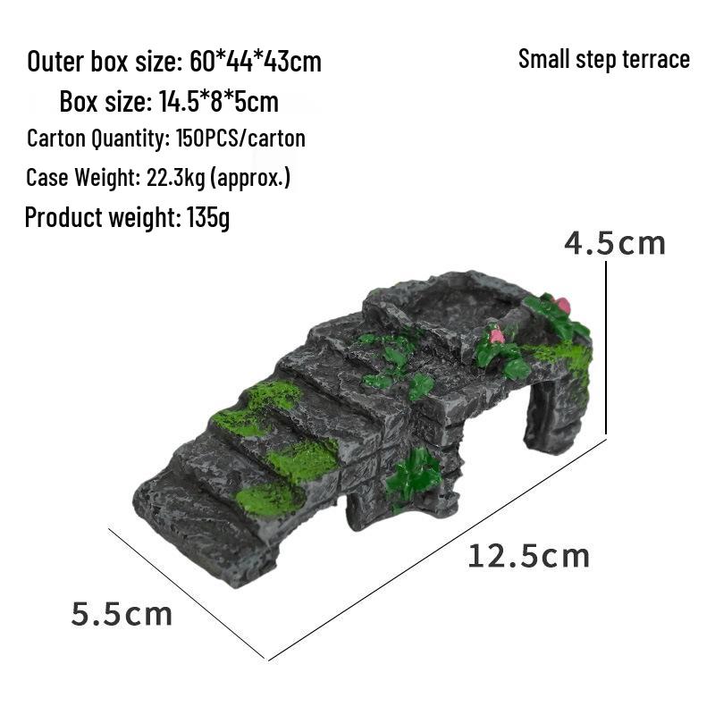 

Пандус для черепахи и платформа для лазания с каменным склоном и украшением в виде пещеры для рептилий