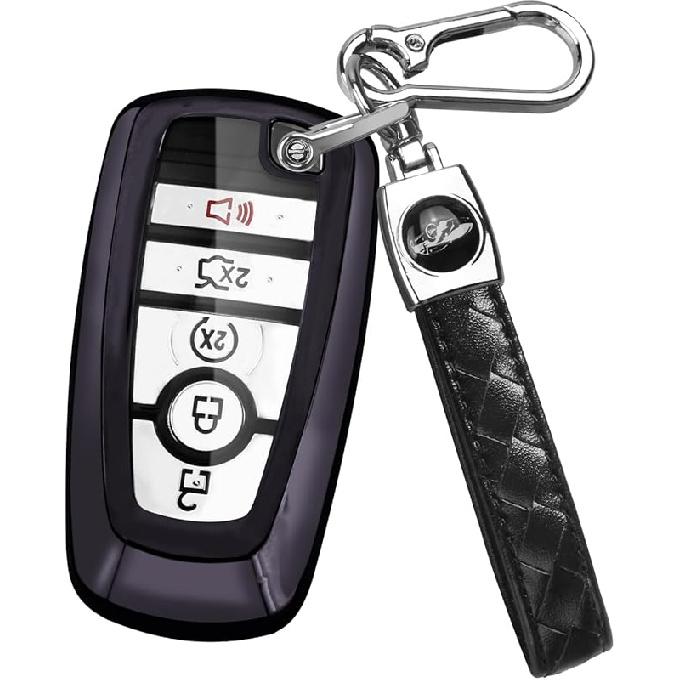 QBUC for Ford Key Fob Cover,Key Cover with Keychain for ford,Key Case Full Protection Key Case Shell Shell for Mustang Raptor Remote car Key Fusion