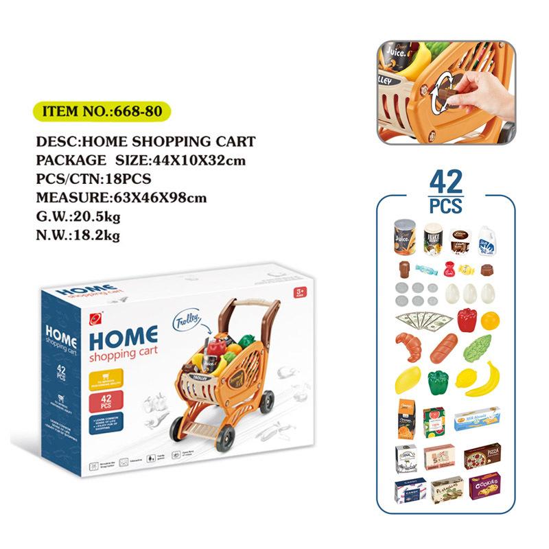 Play House Shopping Cart Children'S Simulation Vegetable Fruit Supermarket Shopping Cart Combination Set Girl Toys