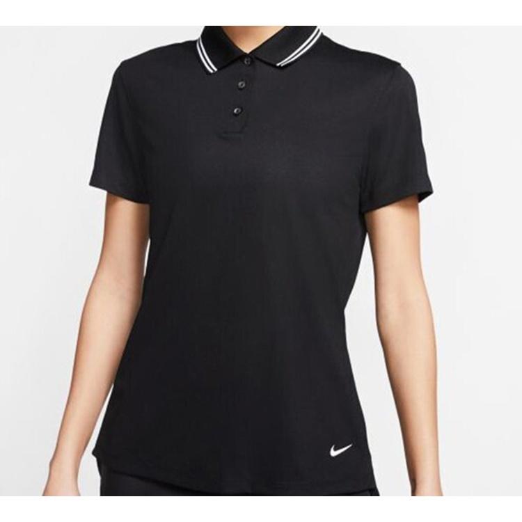 Nike Polo Shirts Women's Black Polo Collar Moderate Straight Fit BV0218-010