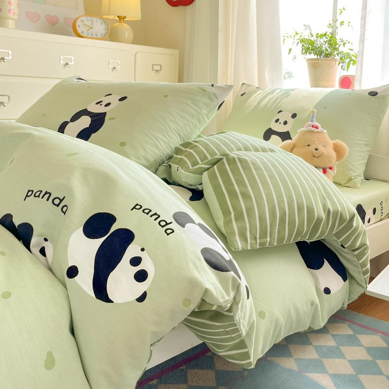 Class A 100% Pure Cotton Student Dormitory 3-Pcs Set Maternal And Infant Grade Cotton Skin-Friendly Small Floral Bed Sheet Quilt Set4-Pcs Set