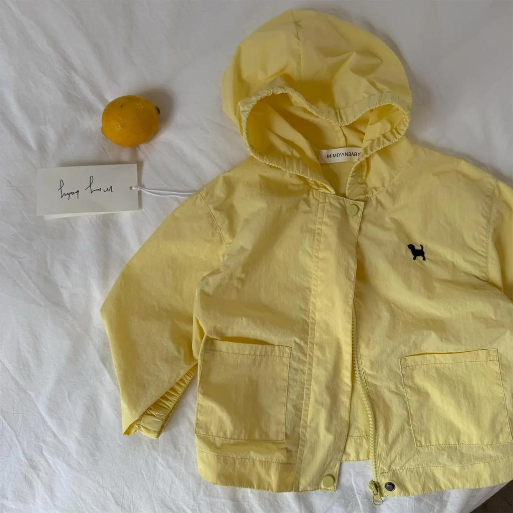 Dziecięca Letnia Cienka Kurtka Przeciwsłoneczna z Kapturem, Małe i Średnie Rozmiary, Jednolity Kolor, Oddychająca Odzież Wierzchnia