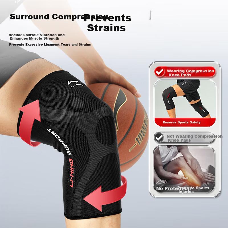 Li-Ning Knee Pads Summer Thin Protective Sports Knee Support for Men and Women Arthritis Meniscus Injury Mountaineering Running Basketball Badminton