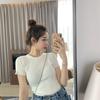1116 summer new round neck slim bottom short-sleeved t-shirt women's top tight inside ice silk knitted sweater thin wholesale