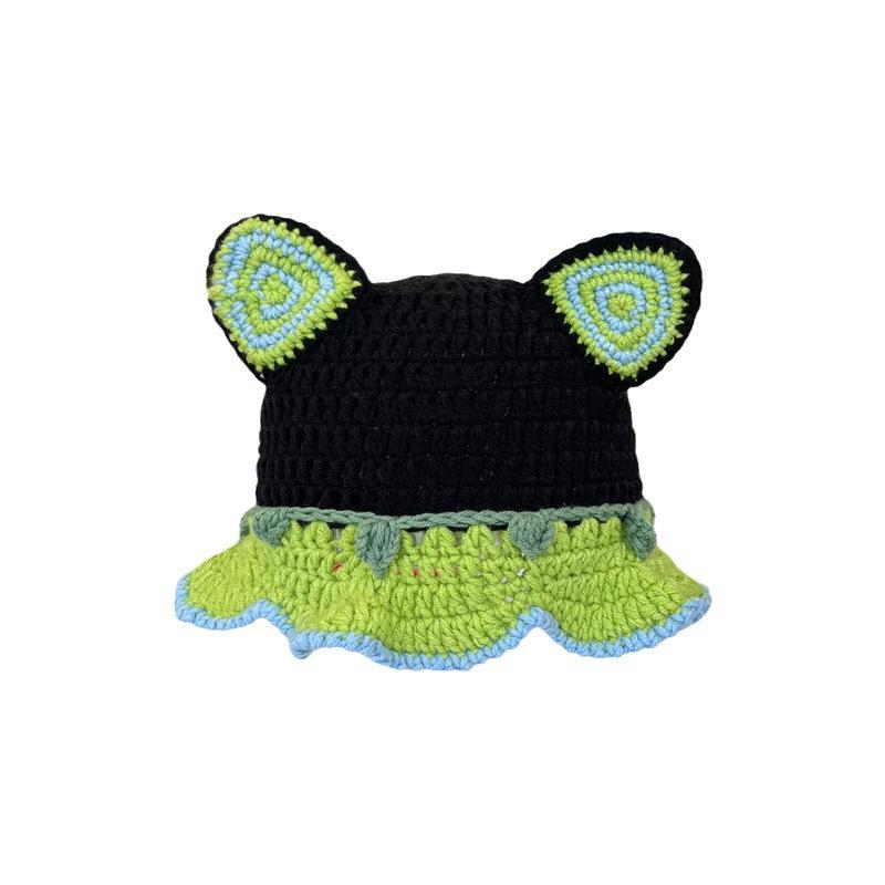 Cute funny handmade hat female autumn and winter cartoon monster Shrek wool hat personalized versatile knitted pullover