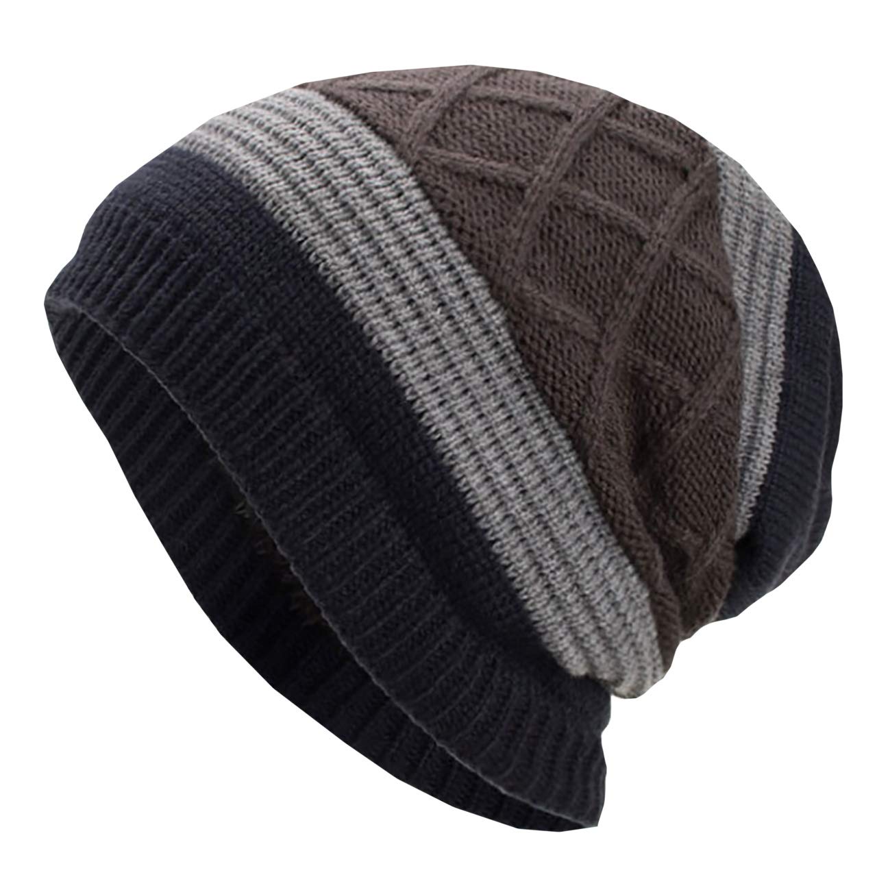 

WHITE FANG Men s Knit Cap, Casual, Stylish, Fleece-Lined, Perfect for Fall and Winter, CA380 (02: Navy)