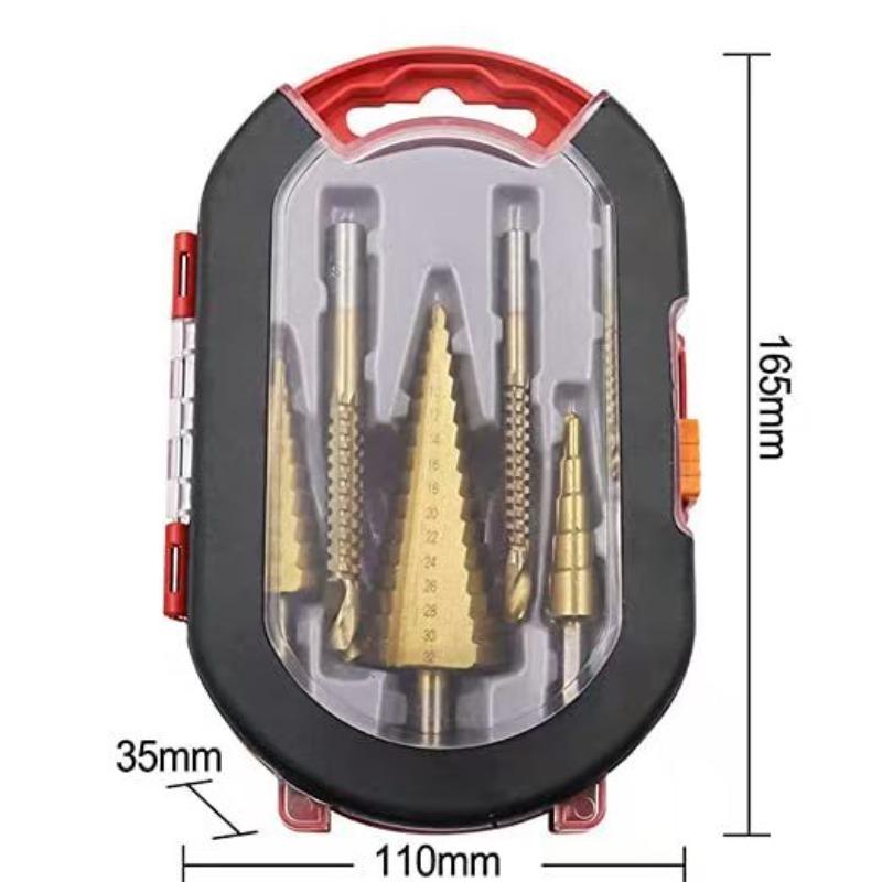 Metric Titanium Step Drill Bits Hexagonal Shank High Speed Steel Cone Hole Cutter Multi Size Drilling for Wood Metal
