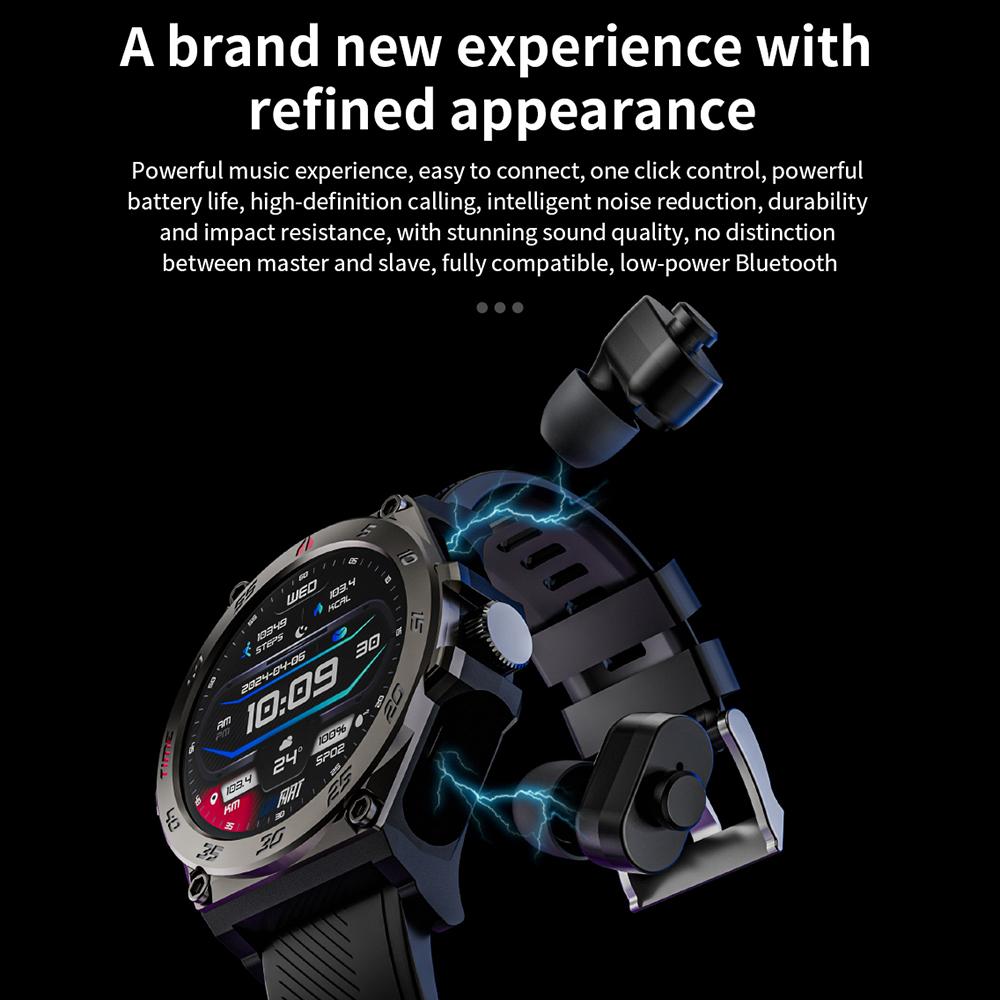 LC18 2-in-1 1.53-inch AMOLED Screen Heart Rate Monitor Smart Watch + TWS Bluetooth-compatible Earbuds