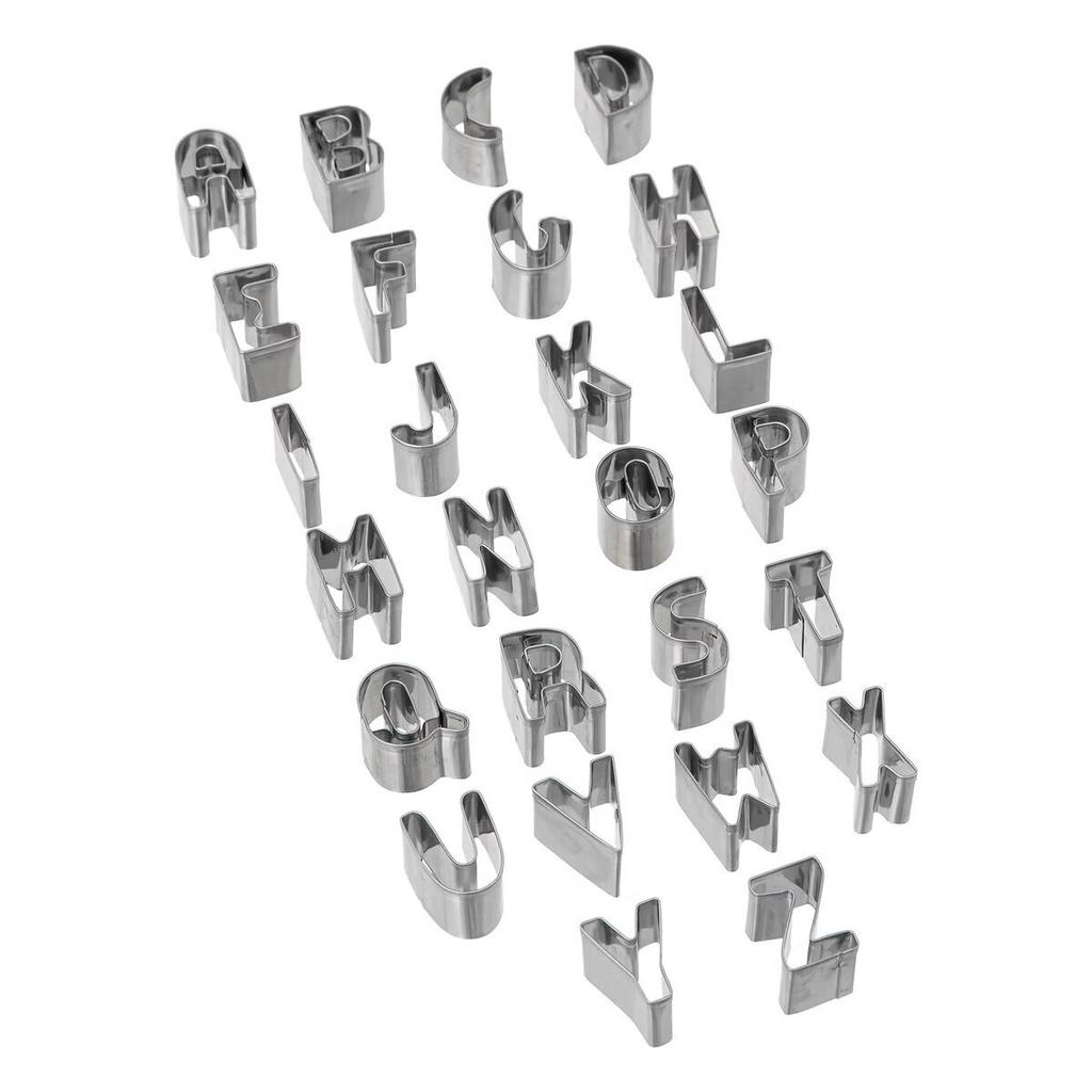 Letter And Numbers Shape Cake Cuts, Metal, Silver