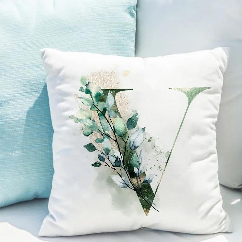 

Декоративная наволочка с принтом в виде буквы «растение» для автомобиля, украшения для офиса, гостиной, дивана, дома, наволочка 45x45cm