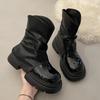 Fashion Versatile Height Increase Small Thin Single Boots Autumn and Winter New Thick Heel Thick Sole Short Tube Martin Short Boots Women