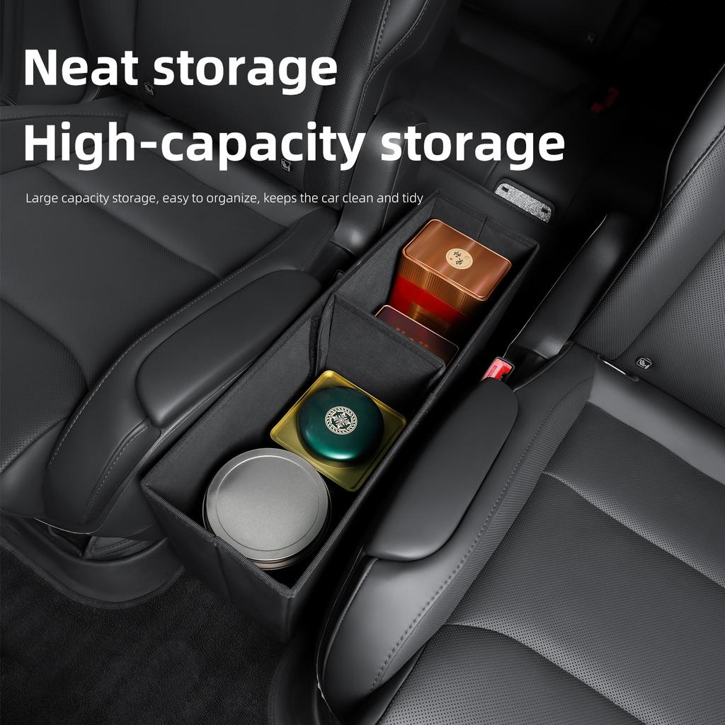 For Tesla 6-Seater Model YL 2026 Second Row Seat Aisle Storage Box, Car Multifunctional Storage Box Interior Accessories