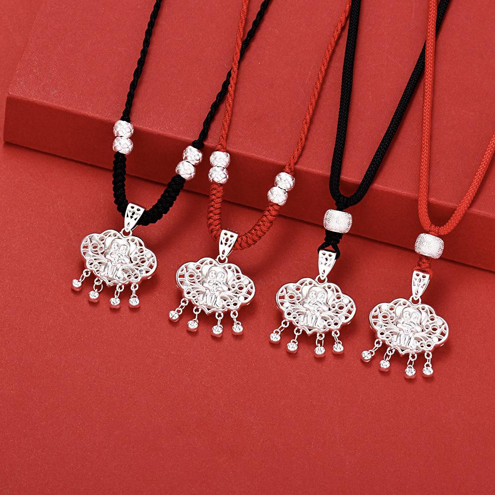 

Серебро 925 пробы Зодиакальный замок мира: Амулет Богатства, Удачи и Долголетия Red rope, single bead