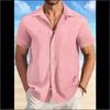 Men's Fashion Summer Buttoned Top Slim Fit Business T-shirt Short Sleeve Turn Down Collar Shirt