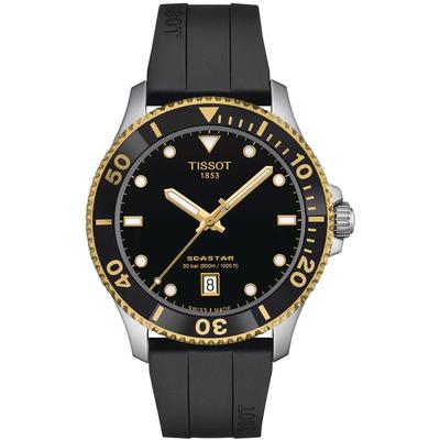 Sea Star 1000 40MM Gummirem T1204102705100 Sort Urskive [Tissot] [Regelmæssig Import] Herre