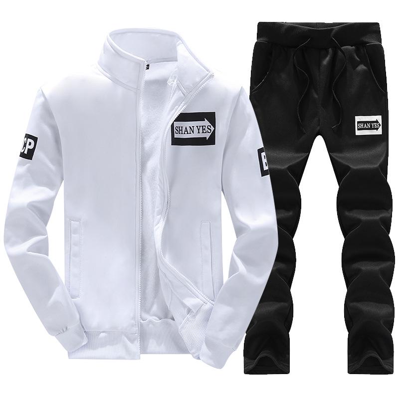 Men's Sporty Casual Two-Piece Set: Stand Collar, Long Sleeve, Long Pants - Spring & Autumn Collection