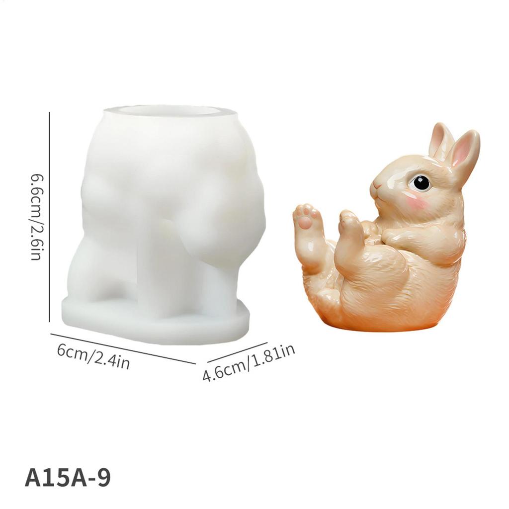 Silicone Candle Molds 3D Reusable Bunny Mould Cell Phone Stand Mold For Making Soap Resin Craft Candle Wax Clay Home Easter