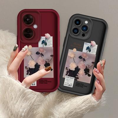 Pinke Rose Bedruckte Modehülle Flexible Weiche Silikon TPU Schale Vollständige Rückseite für Realme