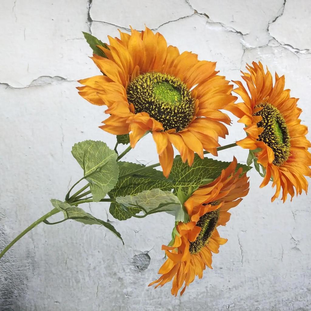 3 Heads/Bunch Decorative Wedding Decor DIY Craft Fake Flores Bouquet Artificial Flower Silk Sunflower Home Accessory 2024